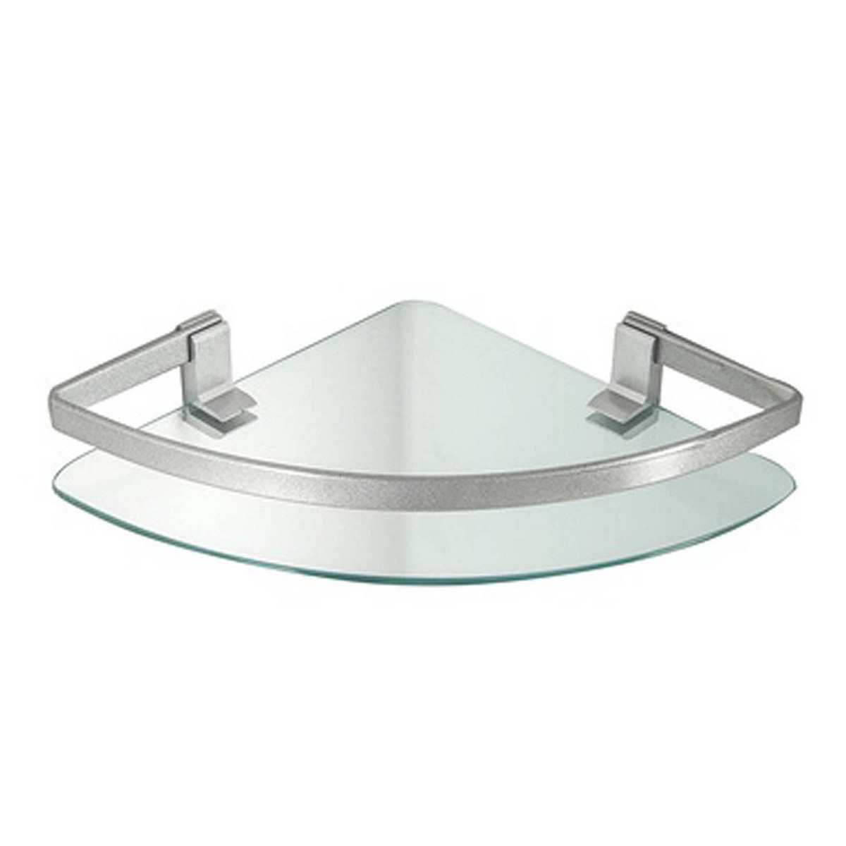 Étagère d'angle murale Steffani en verre et métal finition aluminium. 26 x 26 cm. H. 5 cm