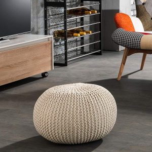 Pouf crème 100% coton crème 50x50xH.32 cm