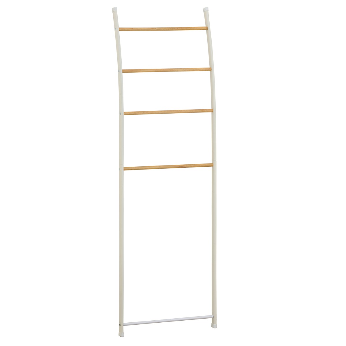 Porte-serviettes décoratif Rino en métal blanc mat et bois finition chêne 48 x 10 x H. 154 cm