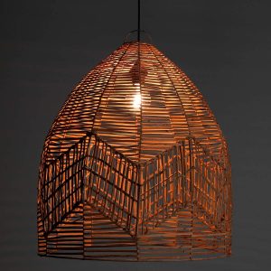 Lustre Ponza grand format pour intérieur/extérieur en rotin naturel. 60 x 68 cm
