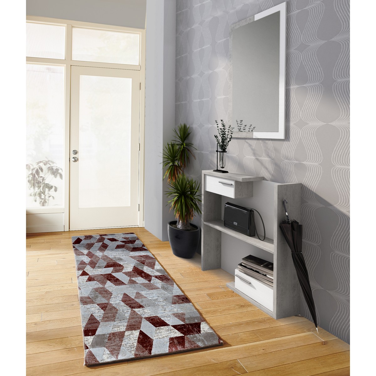 Tapis de couloir élégant couleur terre cuite 02. 100 % polypropylène. 80 x 150 cm