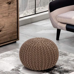 Pouf Posh beige 100% coton beige D.43xH.34 cm