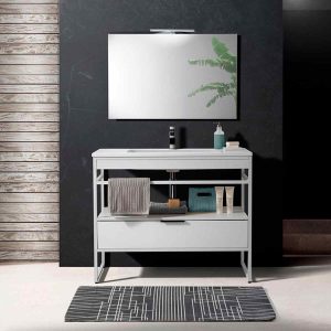 Tapis de bain/de chevet City gris et noir 13 cm. 60 x 110 cm