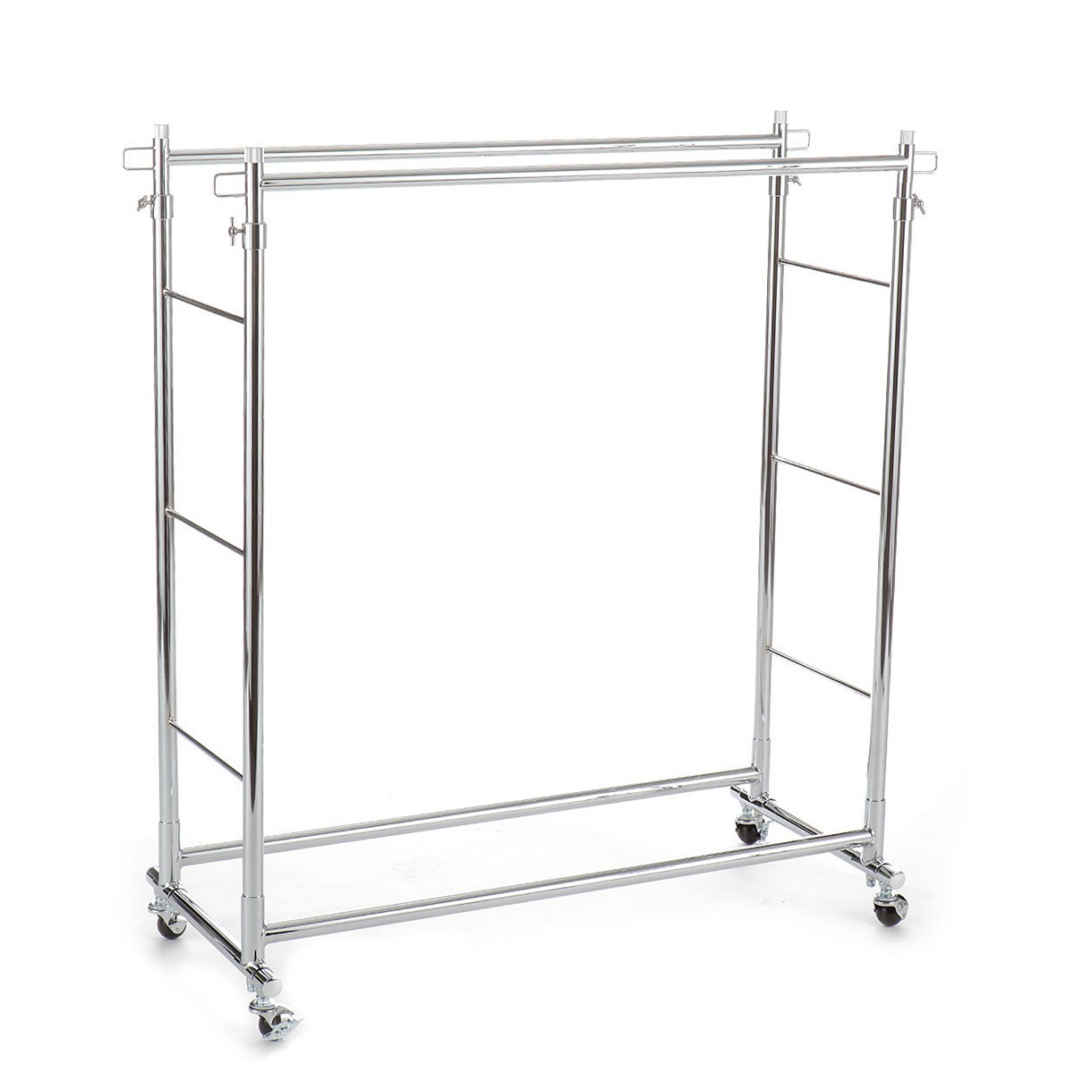 Portant à vêtements Gloria en métal chromé avec roulettes 100 x 41 x H. 108-184 cm