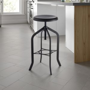 Tabouret réglable à vis Officina en métal gris anthracite mat 49x49xH.66-86 cm