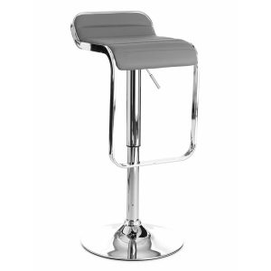 Tabouret réglable gris vif en similicuir et métal chromé gris 35.5 x 44 x H. 67-87 cm