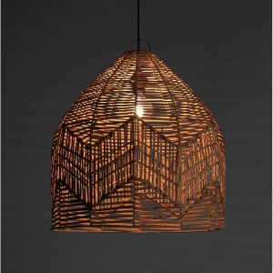 Lustre Reetha grand format pour intérieur/extérieur en rotin naturel. diamètre 50 x hauteur 58 cm
