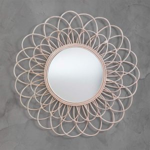 Miroir mural en rotin Ranjan Trex. couleur naturelle. 90 cm