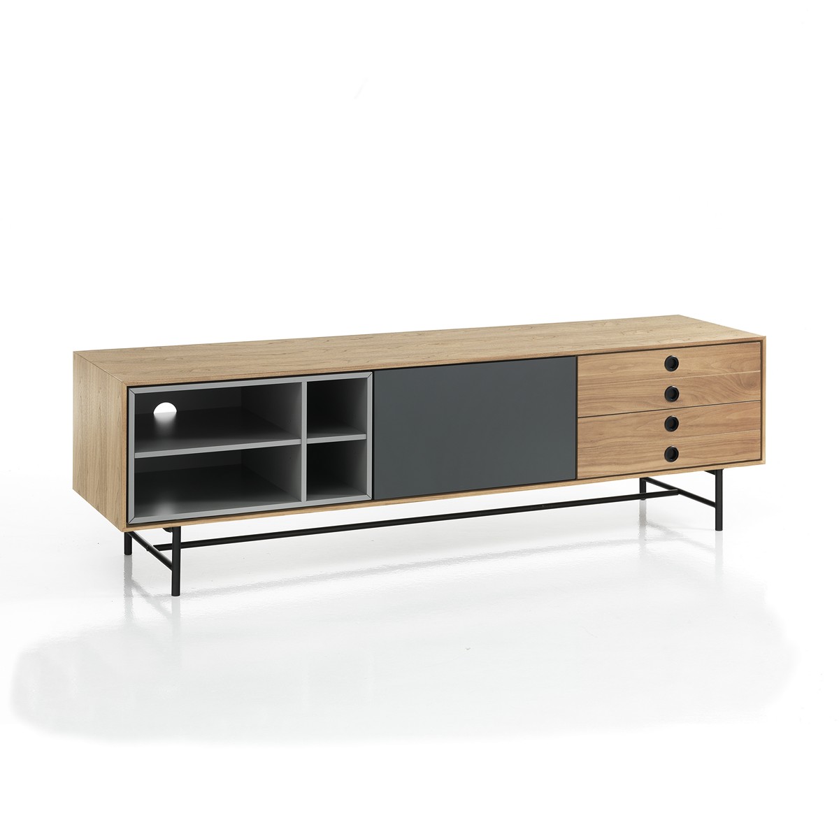 4172_2_Madia_porta_TV_CLEW_impiallacciata_finitura_Rovere_anta_laccata_Grigio_scuro_opaco_L170_P40_H51_cm.jpg