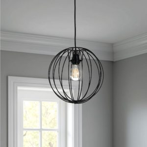 Lustre Tiago en acier noir mat avec câble réglable D.60 cm