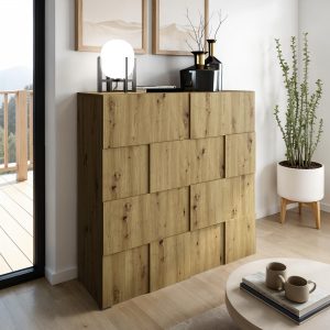 Buffet haut Patrik à 2 portes. finition chêne. 119 x 42 x H. 120 cm