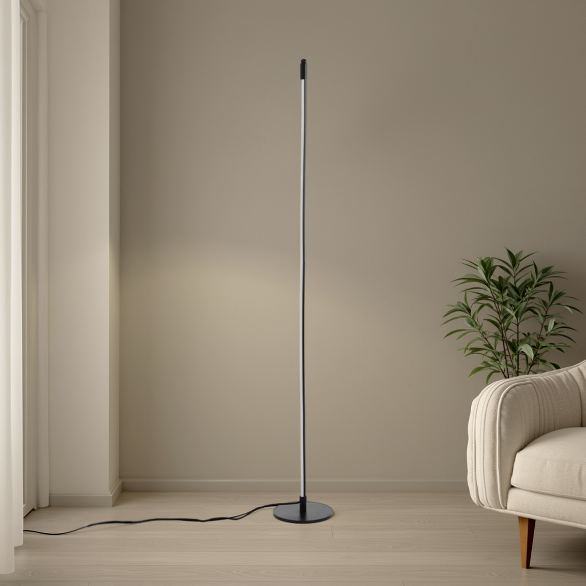Pied de lampadaire LED en aluminium noir mat. diamètre 20 cm. hauteur 150 cm