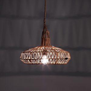 Lustre Aladin en rotin naturel. 45 x 40 cm