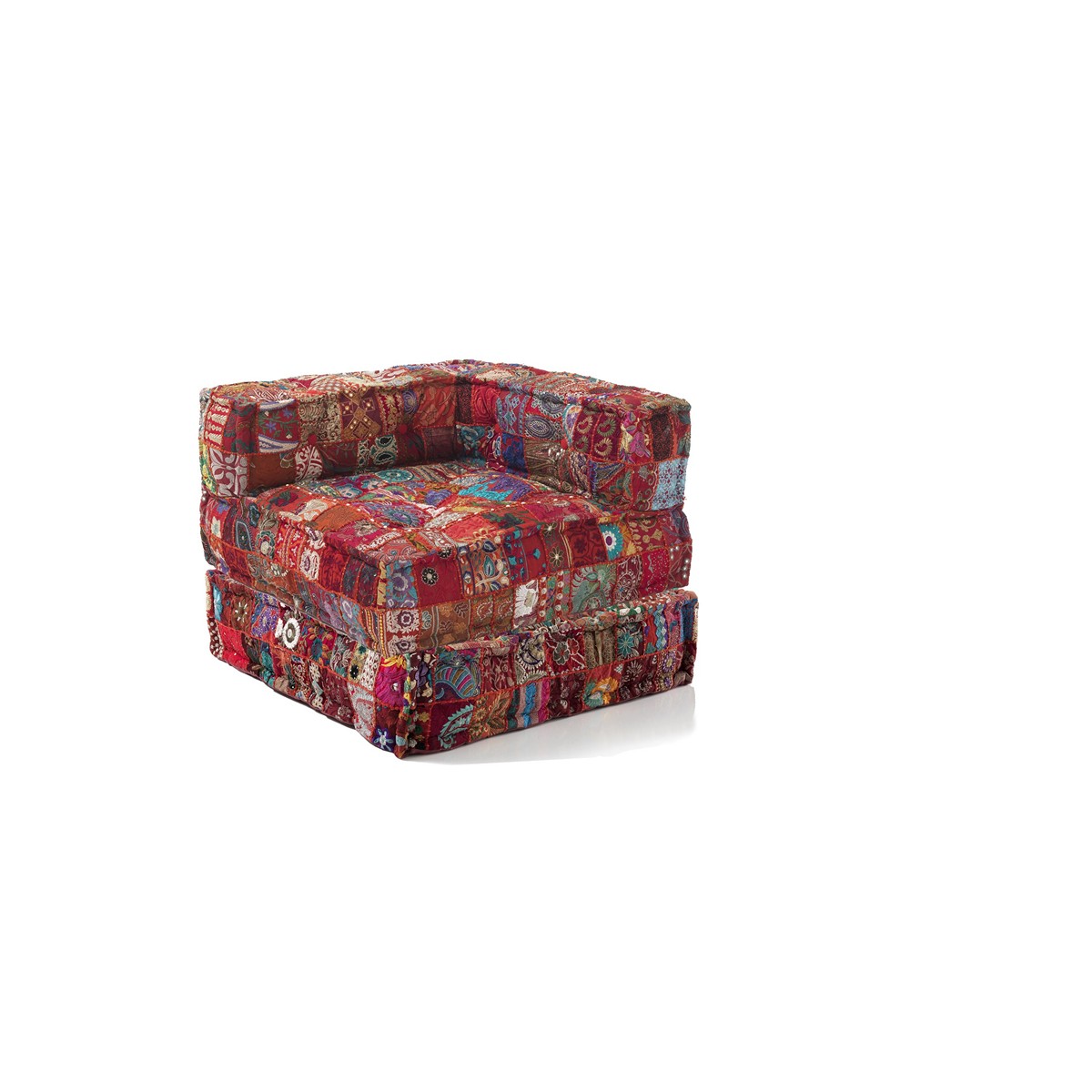 Fauteuil haut/chaise longue Yara. composition 31. revêtement patchwork multicolore 100 % coton. 80 x 80 x H. 60 cm