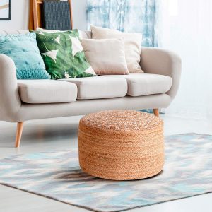 Pouf Kuantan jute tressé marron naturel D.50xH.30cm