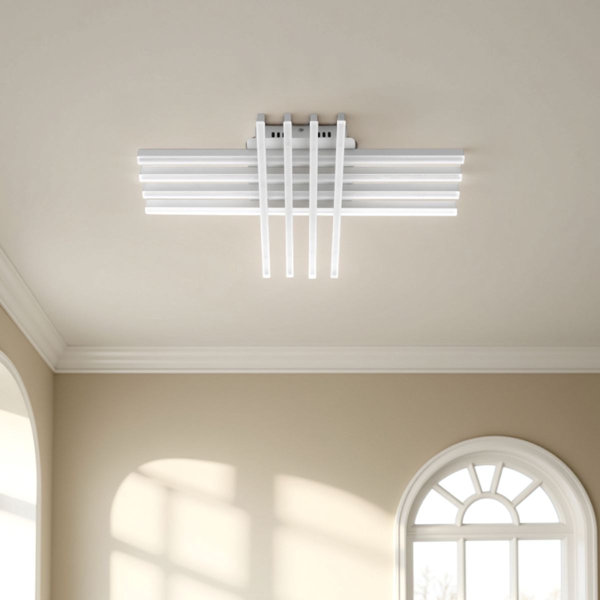 Plafonnier/applique murale LED blanche en forme de croix. en métal blanc mat. 60 x 40 x 13 cm