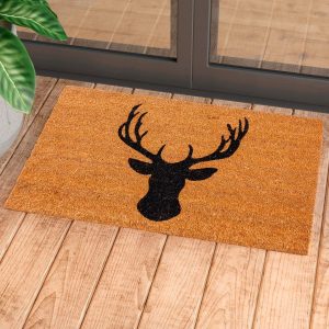 Paillasson cerf en fibres de coco avec envers antidérapant 75 x 45 cm