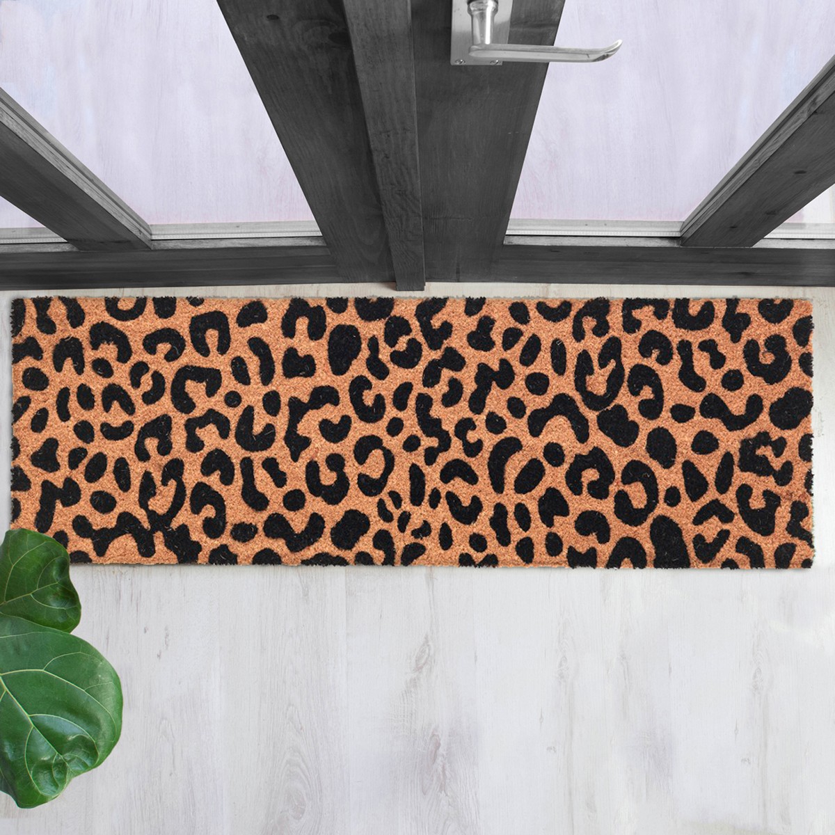 Tapis de sol Savana en fibres de coco et PVC antidérapant. motif savane. 40 x 120 x 2 cm
